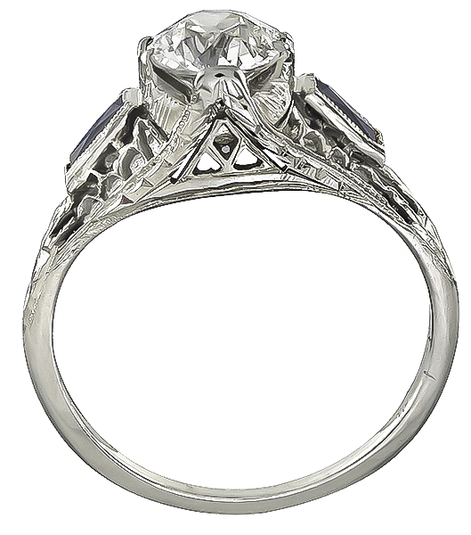 Vintage 0.87ct Diamond Sapphire Engagement Ring