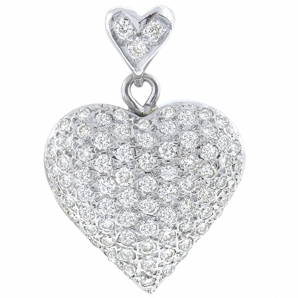 14k white gold diamond heart pendant 1
