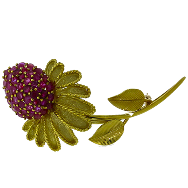 18k yellow gold flower  pin 1