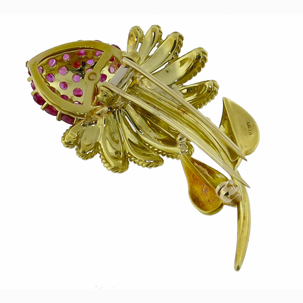 18k yellow gold flower  pin 1