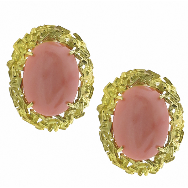 18k yellow gold coral earrings 1