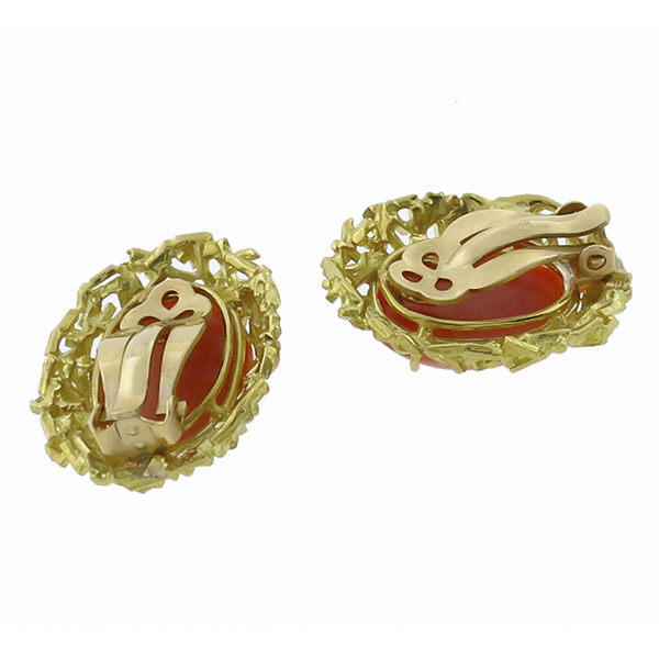 18k yellow gold coral earrings 1