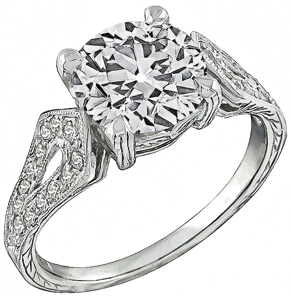 Vintage EGL Certified 2.40ct Diamond Engagement Ring Photo 1