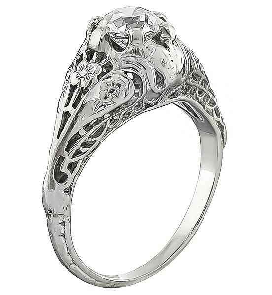 Vintage GIA Certified 0.61ct Diamond Engagement Ring