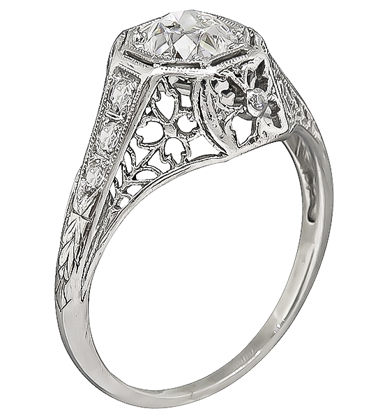 Vintage GIA Certified 0.68ct Diamond Engagement Ring