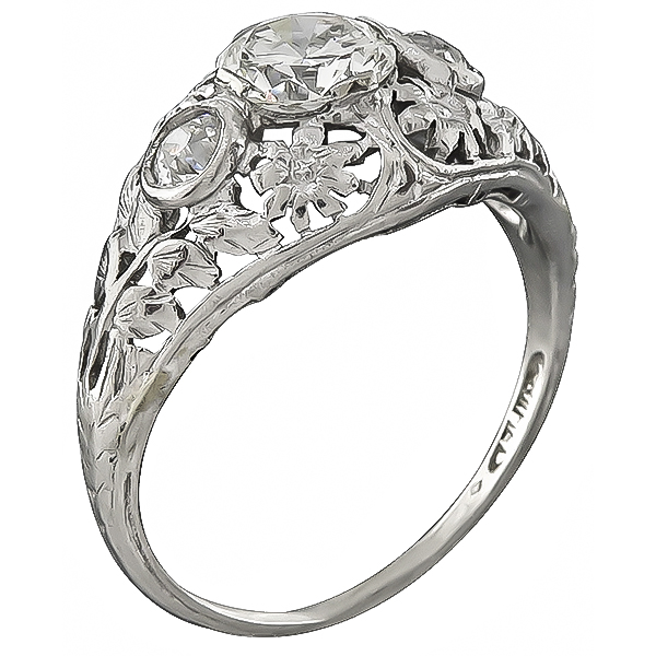 Vintage GIA Certified 0.72ct Diamond Engagement Ring