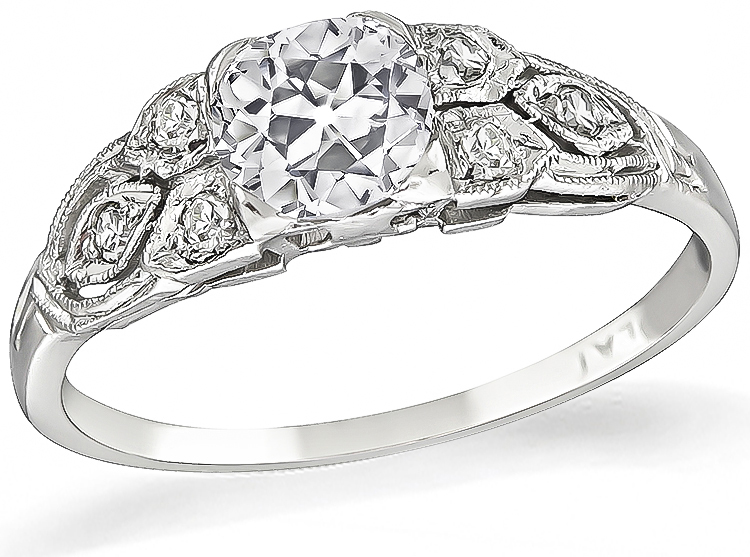 Vintage GIA Certified 0.79ct Diamond Engagement Ring