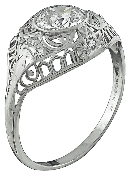 Vintage GIA Certified 0.87ct Diamond Engagement Ring Photo 1