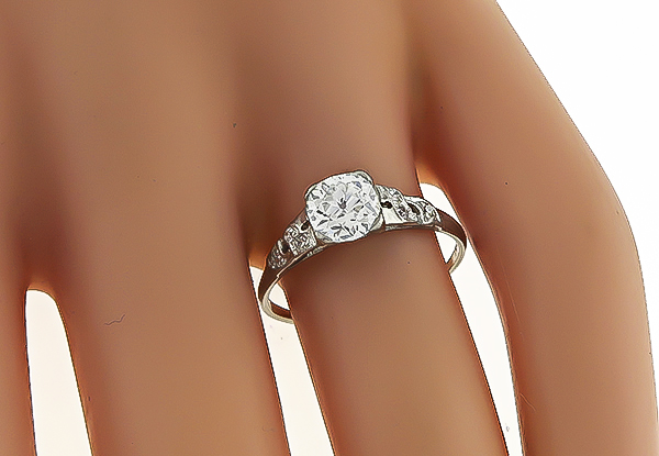 Vintage GIA Certified 0.91ct Diamond Engagement Ring