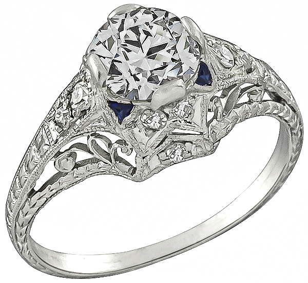 Vintage GIA Certified 0.96ct Diamond Engagement Ring Photo 1