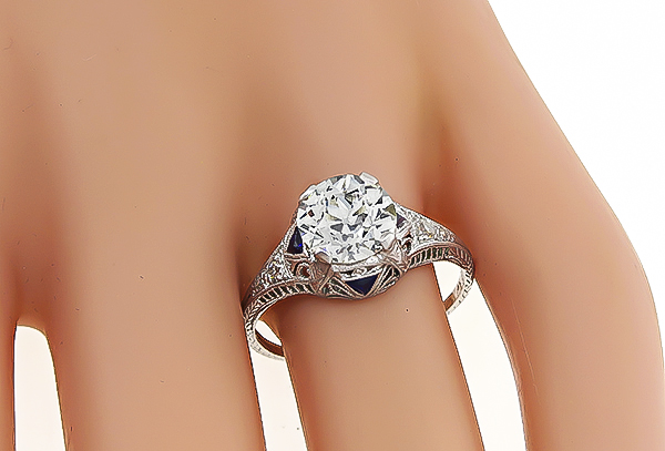 Vintage GIA Certified 1.95ct Diamond Engagement Ring