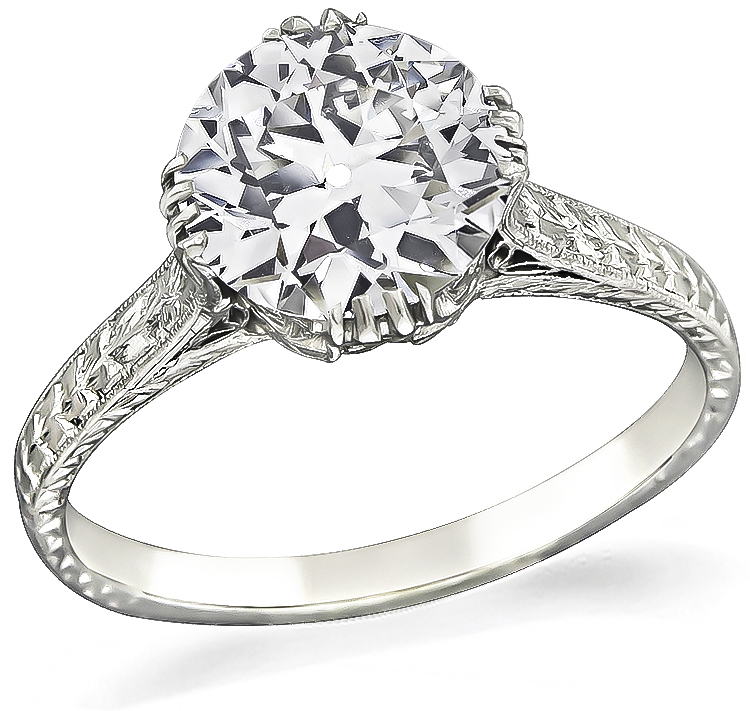 Vintage GIA Certified 2.05ct Diamond Engagement Ring