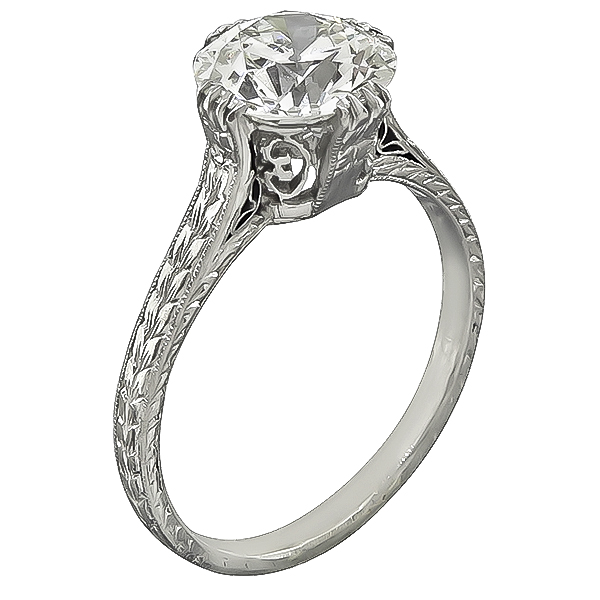Vintage GIA Certified 2.05ct Diamond Engagement Ring