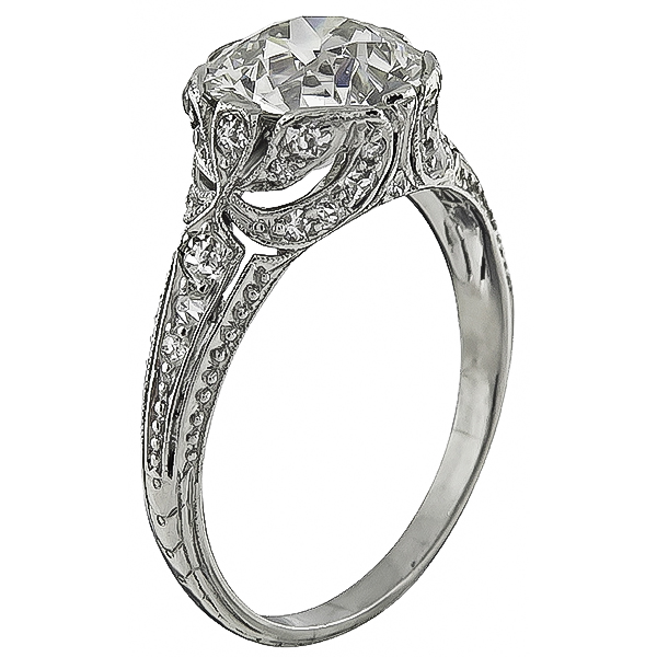 Vintage GIA Certified 2.51ct Diamond Engagement Ring