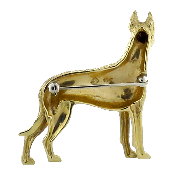 sapphire 14k yellow gold  great dane dog pin 1