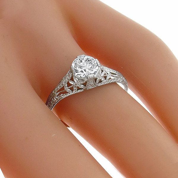 Antique GIA Diamond Platinum Engagement Ring