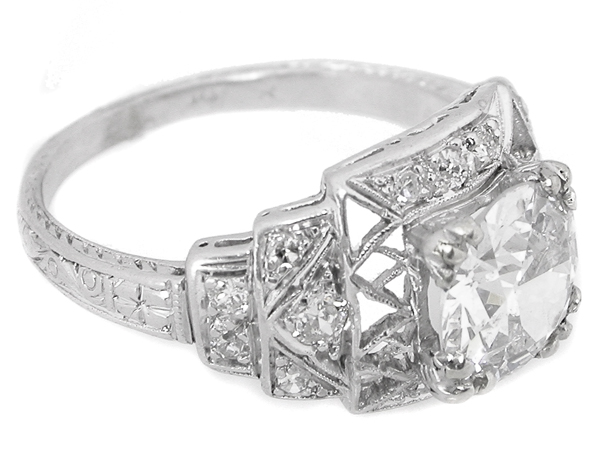 Antique 1.64ct Diamond Platinum Engagement Ring