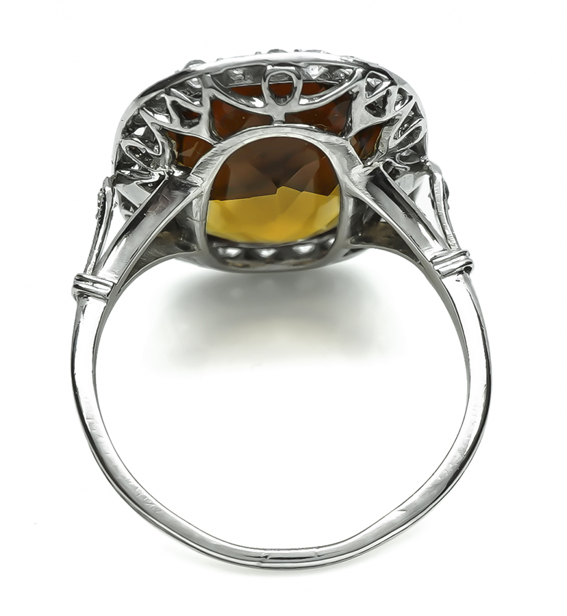 Art Deco 15.00ct Citrine 1.00ct Diamond Ring