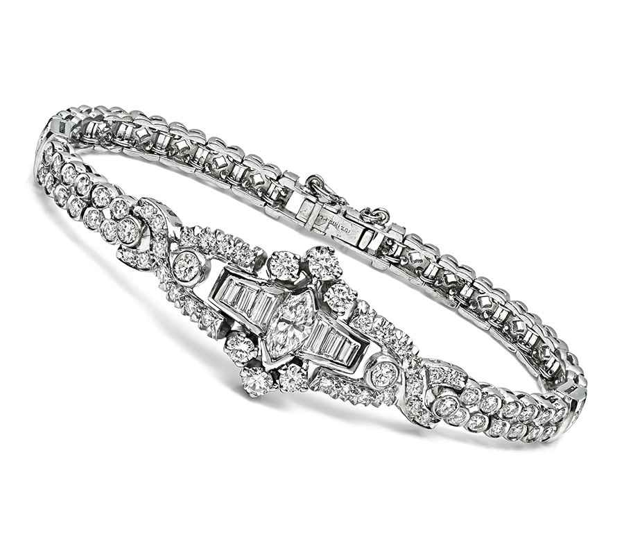 Vintage 4.00ct Diamond Platinum Bracelet