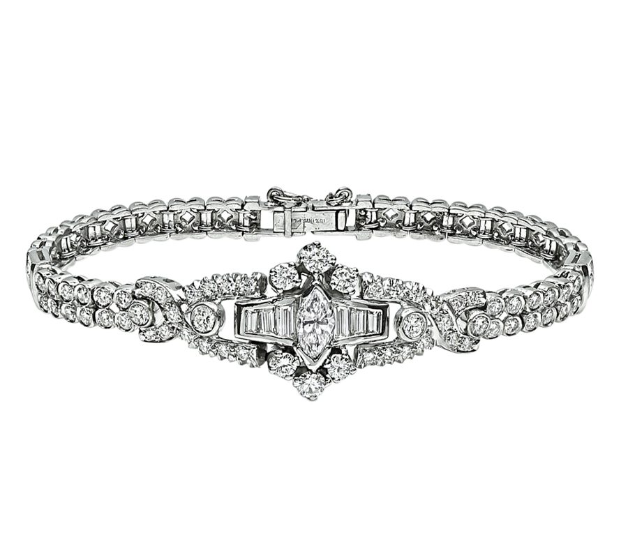 Vintage 4.00ct Diamond Platinum Bracelet