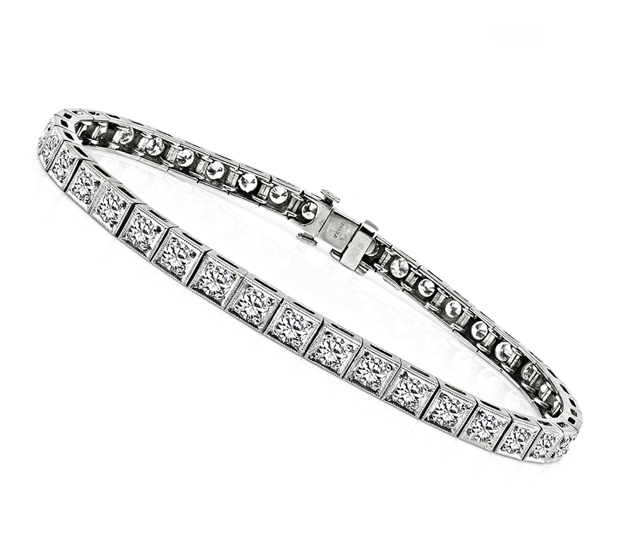 Art Deco 4.20ct Diamond Line Bracelet