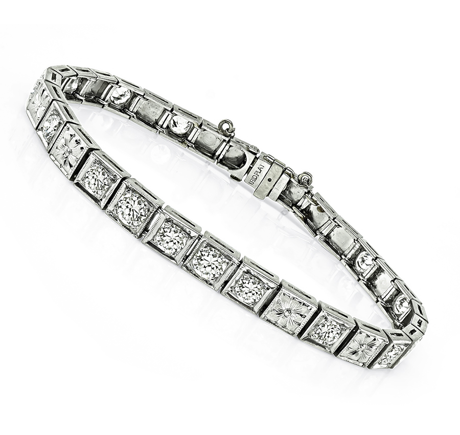 Art Deco 3.00ct Diamond Platinum Line Bracelet