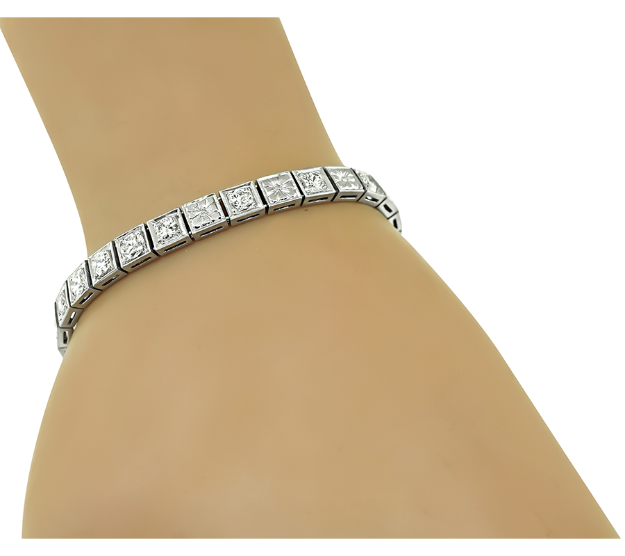 Art Deco 3.00ct Diamond Platinum Line Bracelet