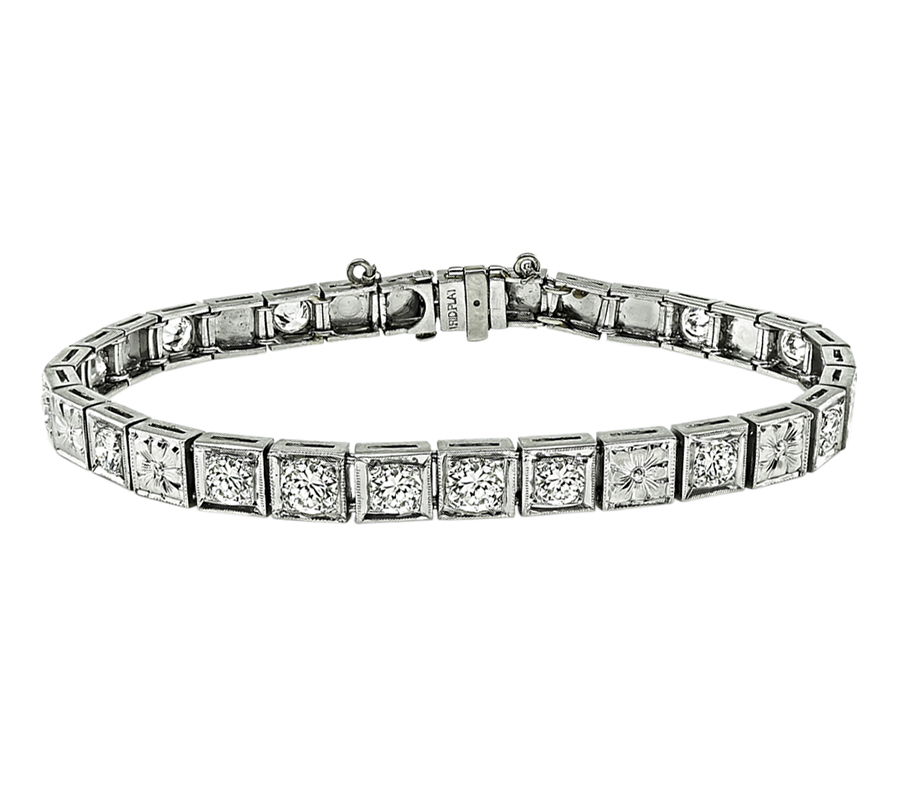 Art Deco 3.00ct Diamond Platinum Line Bracelet