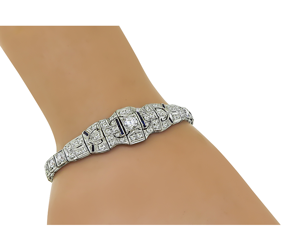 Vintage 5.50ct Diamond Sapphire Bracelet