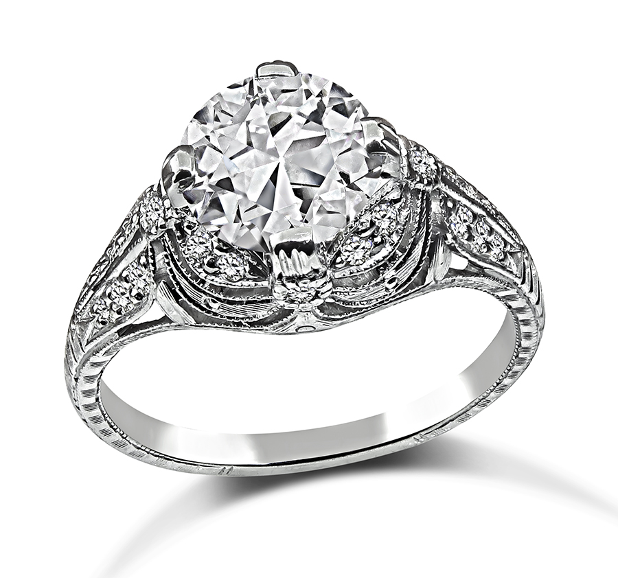 1.68ct Diamond Art Deco Engagement Ring