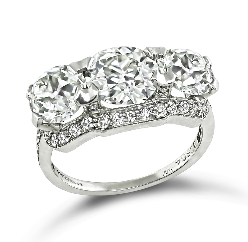 Art Deco GIA Certified 4.03cttw Diamond Anniversary Ring