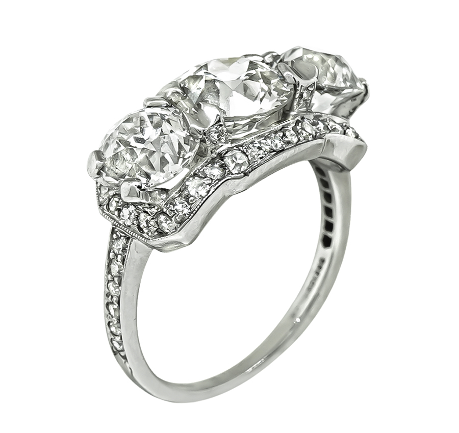 Art Deco GIA Certified 4.03cttw Diamond Anniversary Ring