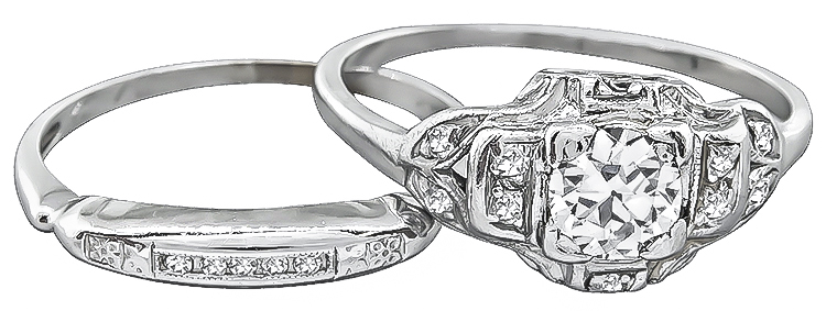 Estate 0.40ct Diamond Engagement Ring and Wedding Band Set