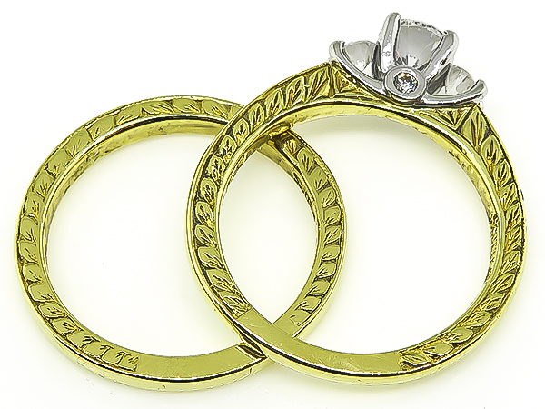 Estate Scott Kay 0.50ct Diamond Engagement Ring and Wedding Band Set