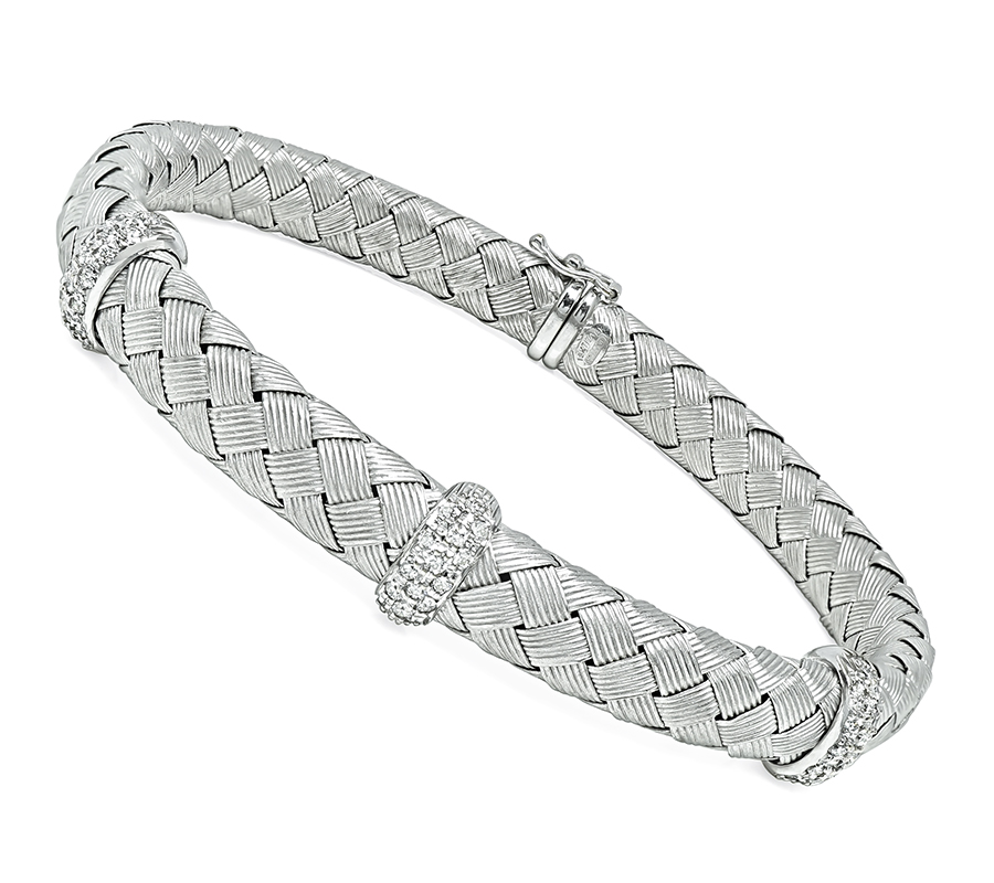 Estate 0.50ct Diamond Weave Bangle Bracelet
