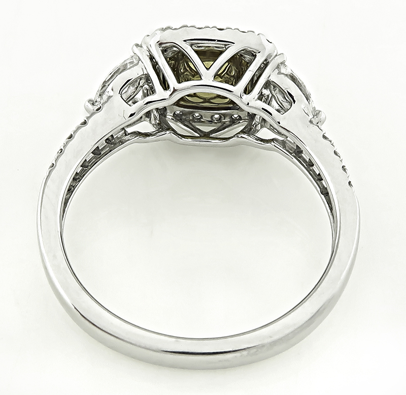 Estate 0.55ct Fancy Yellow Diamond 0.70ct Diamond Engagement Ring