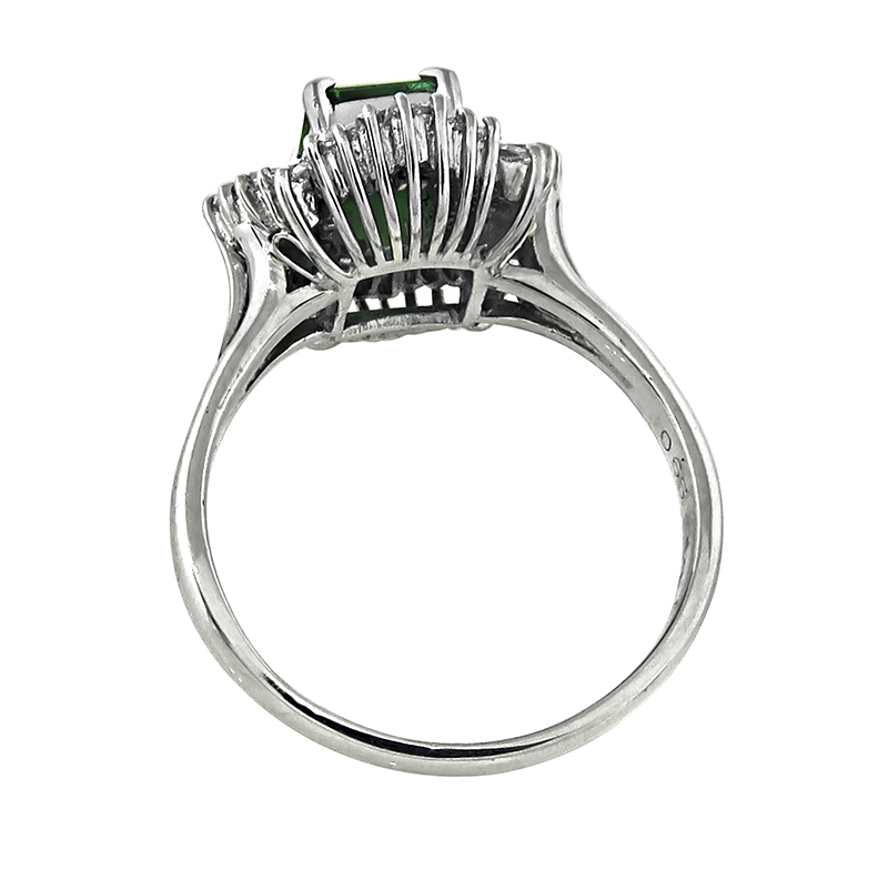Estate 0.65ct Colombian Emerald 0.71ct Diamond Ring
