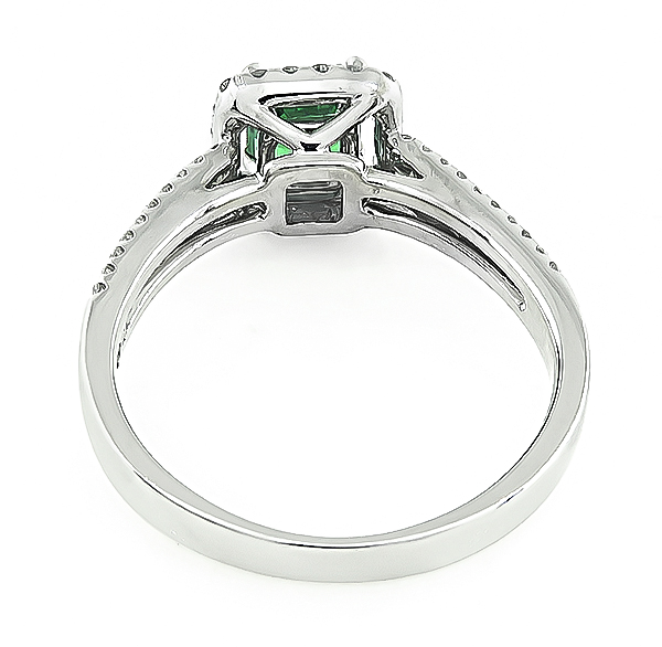 Estate 0.69ct Colombian Emerald 0.70ct Diamond Engagement Ring