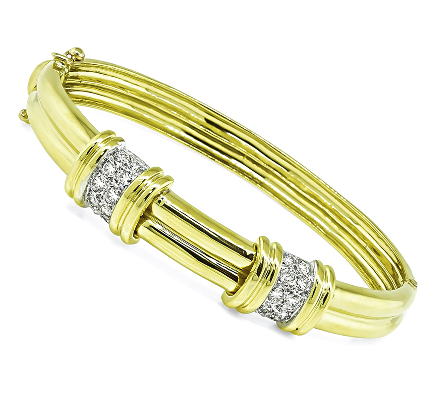 Estate 0.80ct Diamond Gold Bangle