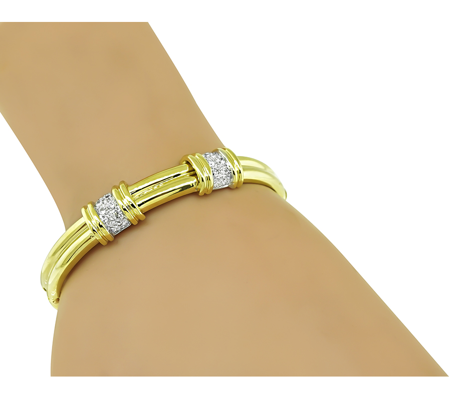 Estate 0.80ct Diamond Gold Bangle