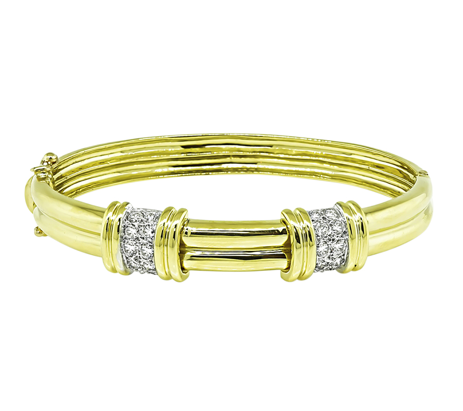 Estate 0.80ct Diamond Gold Bangle