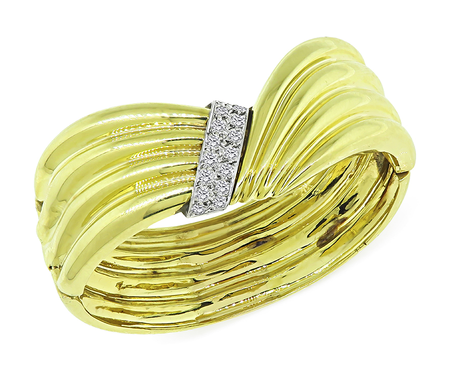 Estate 0.90ct Diamond Gold Bangle