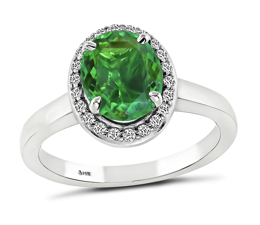 Estate 0.93ct Emerald Diamond Engagement Ring