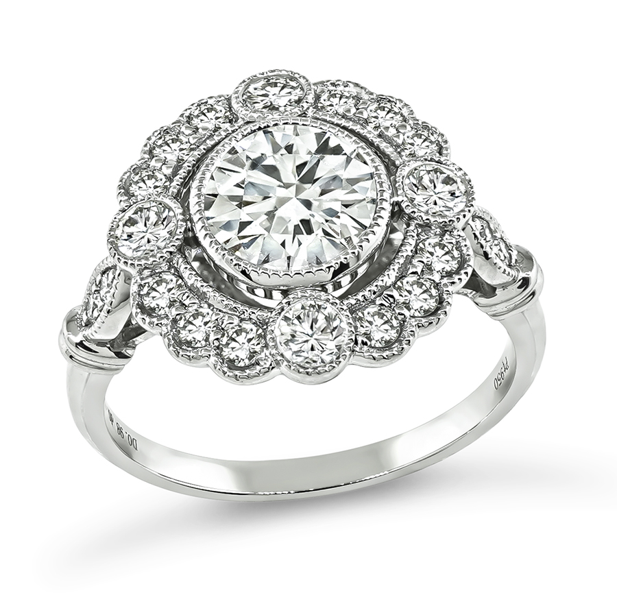 Estate 0.98ct Diamond Platinum Engagement Ring