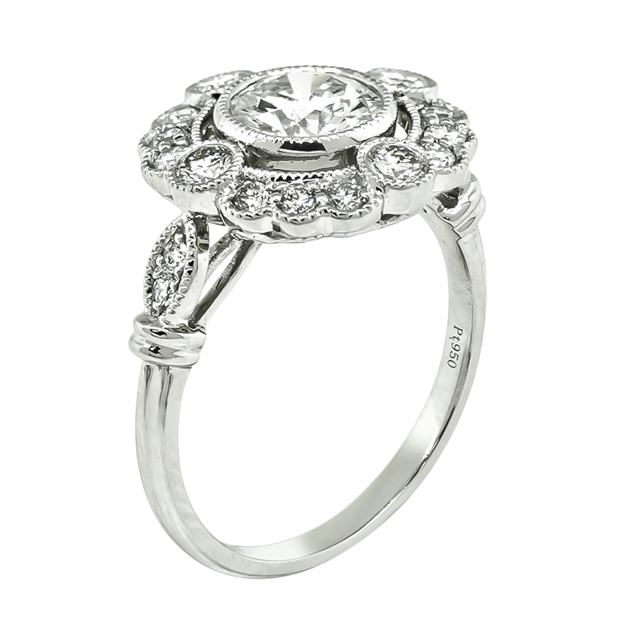 Estate 0.98ct Diamond Platinum Engagement Ring