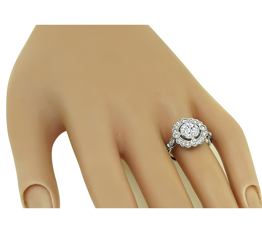 Estate 0.98ct Diamond Platinum Engagement Ring