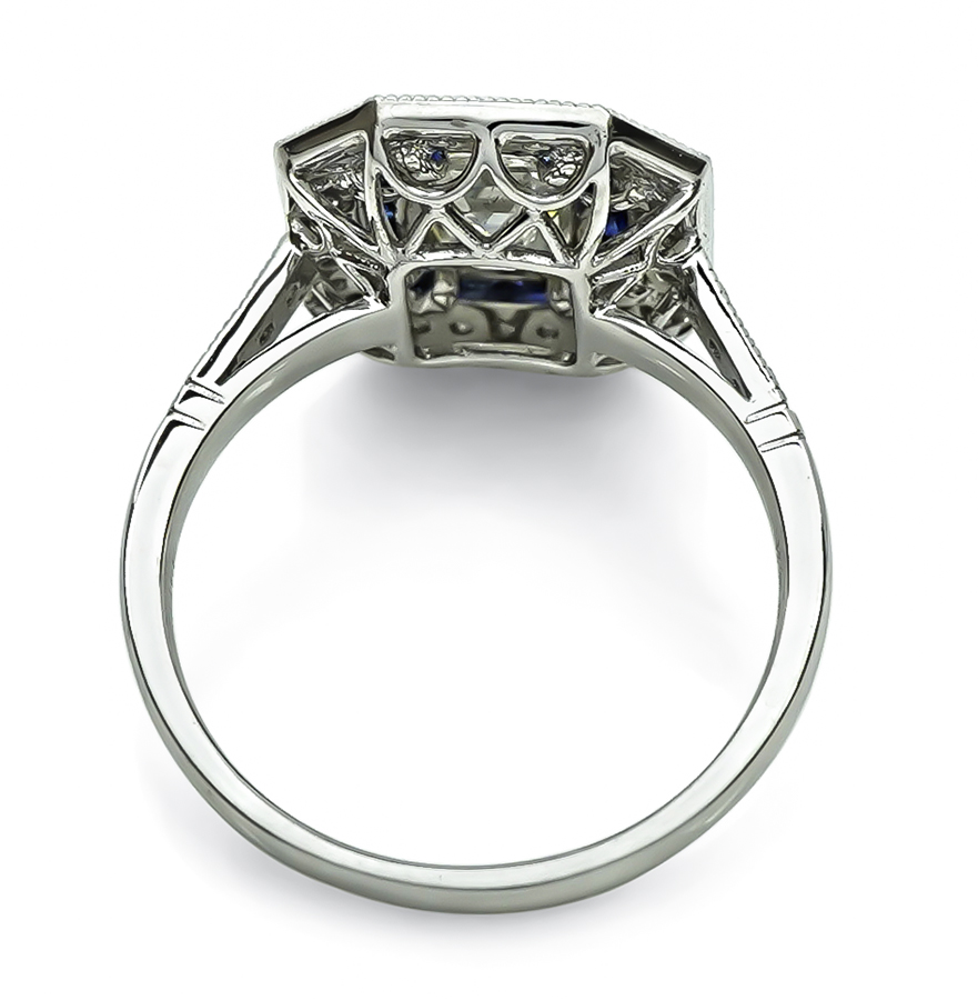 Estate 1.00ct Diamond Sapphire Engagement Ring