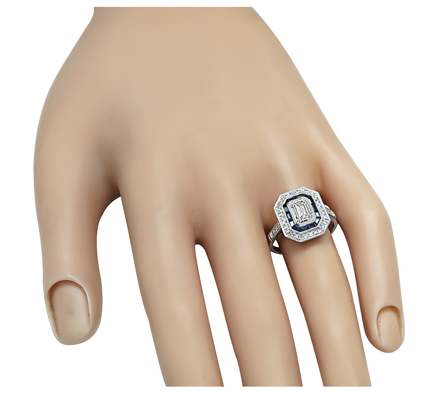 Estate 1.00ct Diamond Sapphire Engagement Ring