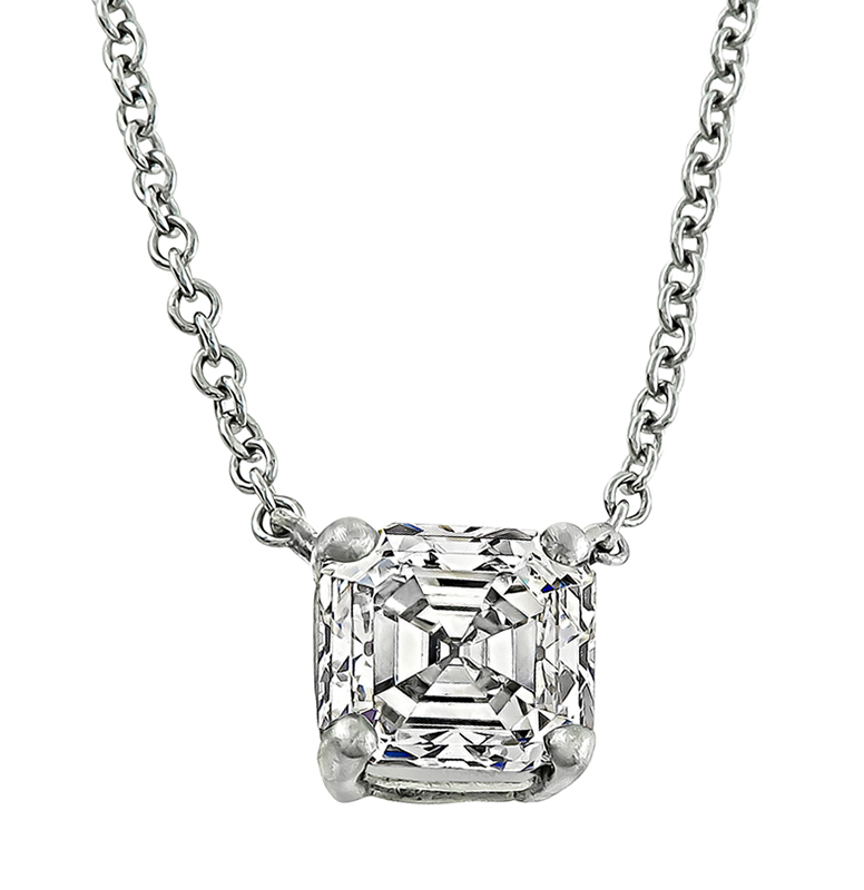 Estate 1.01ct Diamond Solitaire Pendant Necklace