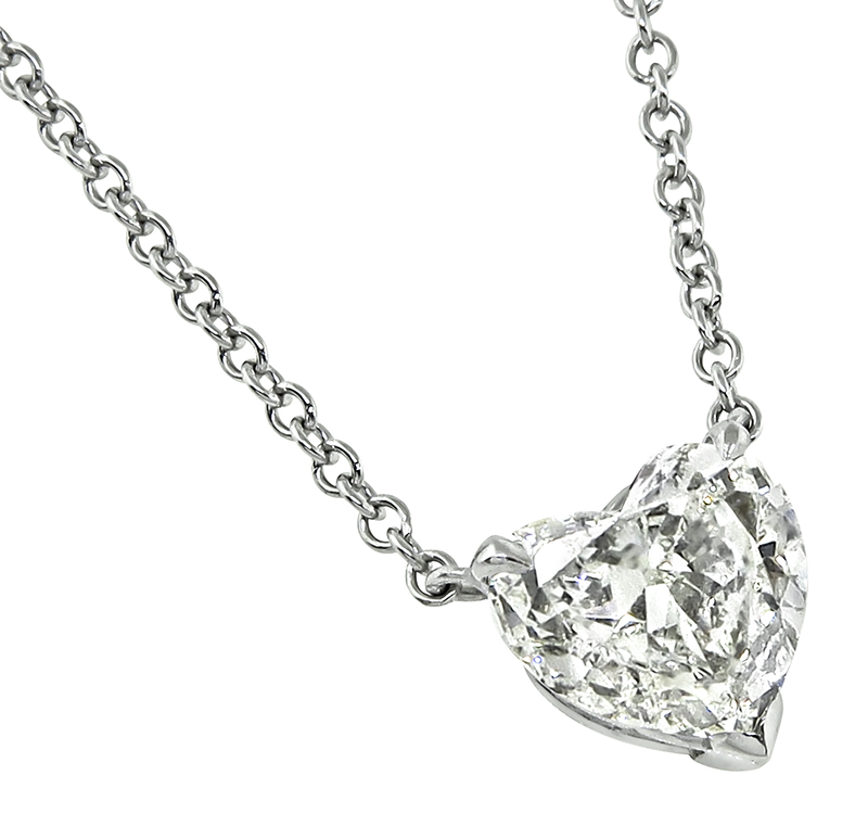 Estate 1.01ct Heart Shape Diamond Pendant Necklace